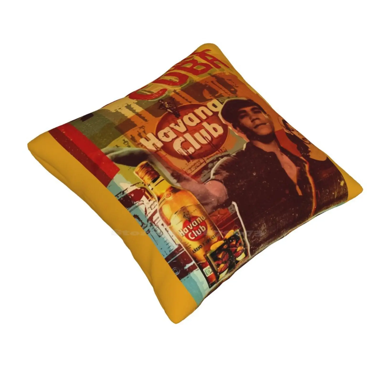 Vintage Pillowslip Pillowcase Vintage Rum Ron Bartender Drinking Cocktail Cuba Libre Mojito Bodeguita Beverage Habana