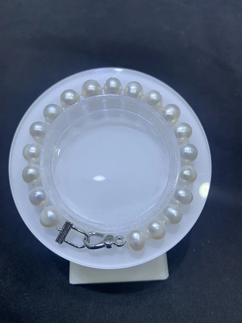 

Designer Luxury Fashion Jewellry Pearl Bracelet 8-9mm Natural Nanhai White Pearl Silver Wedding Gift sfs0211