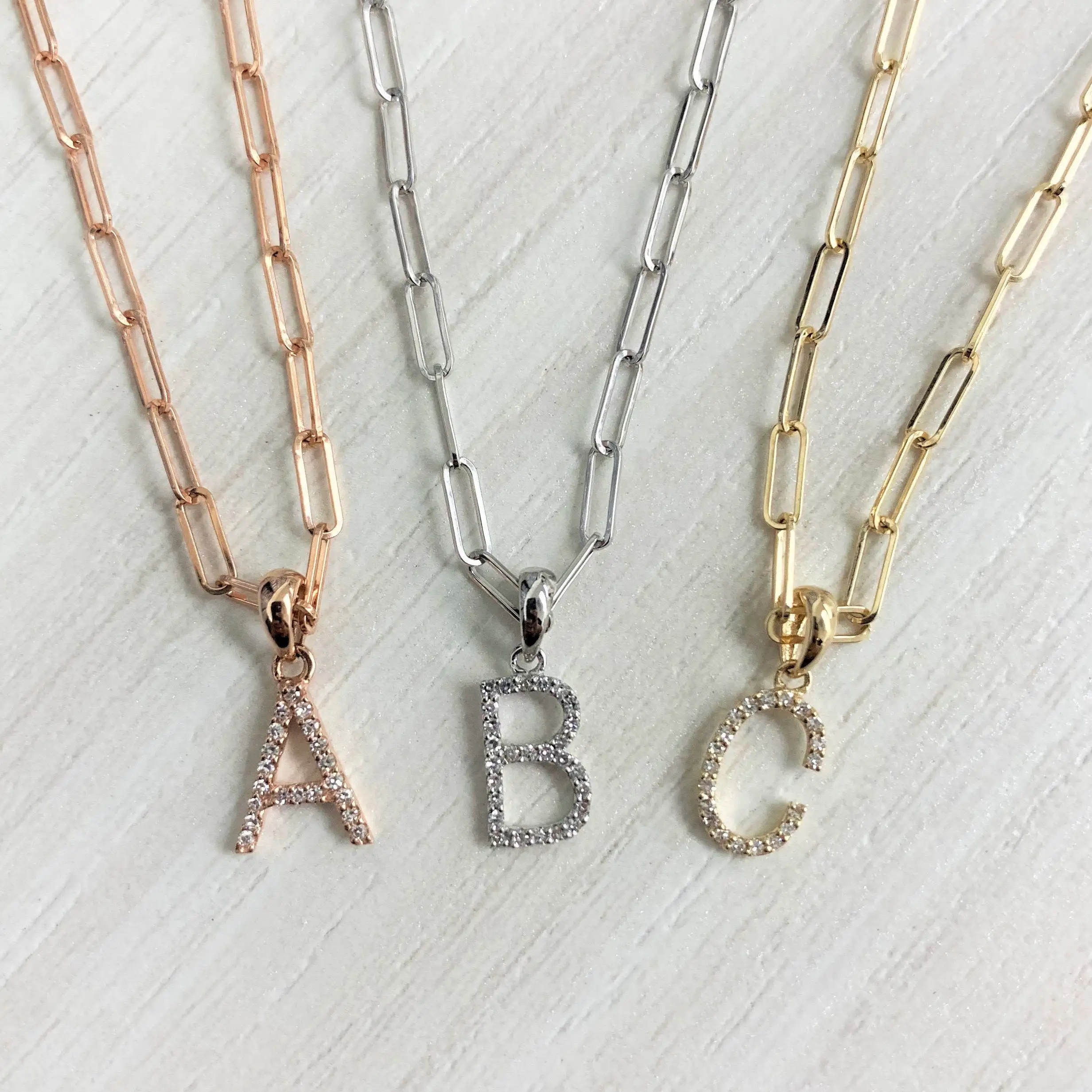 

Zircon Initial Letter Necklace Customize Initial Pendants for Her Paperclip 18k Gold Plated Women Gift Idea INITIALS Jewelry