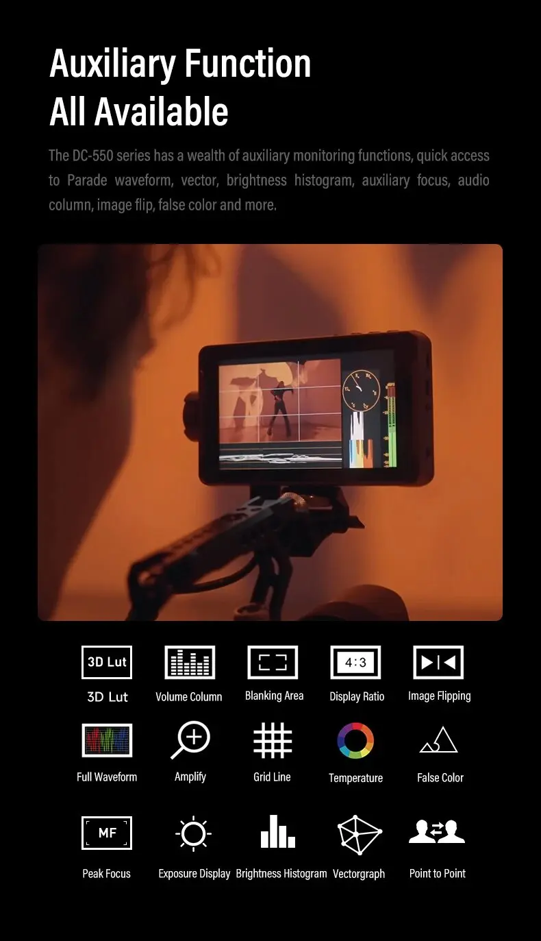 VILTROX DC-550 Pro II 5,5" Tragbarer Feldmonitor 1920×1080 4K HDMI Touchscreen-Videomonitor mit 3D LUT für Kamera-Videografie – Detail 13
