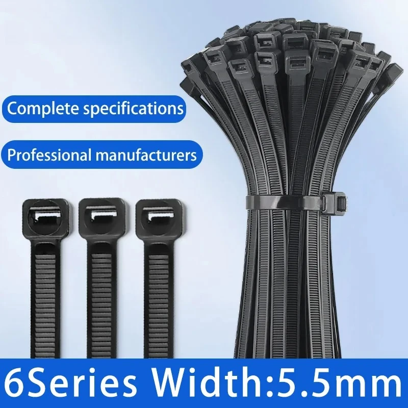 High Tensile Strength Width: 5.5mm Black White Cable Zip Heavy Duty  Strong Plastic Wire Ties With