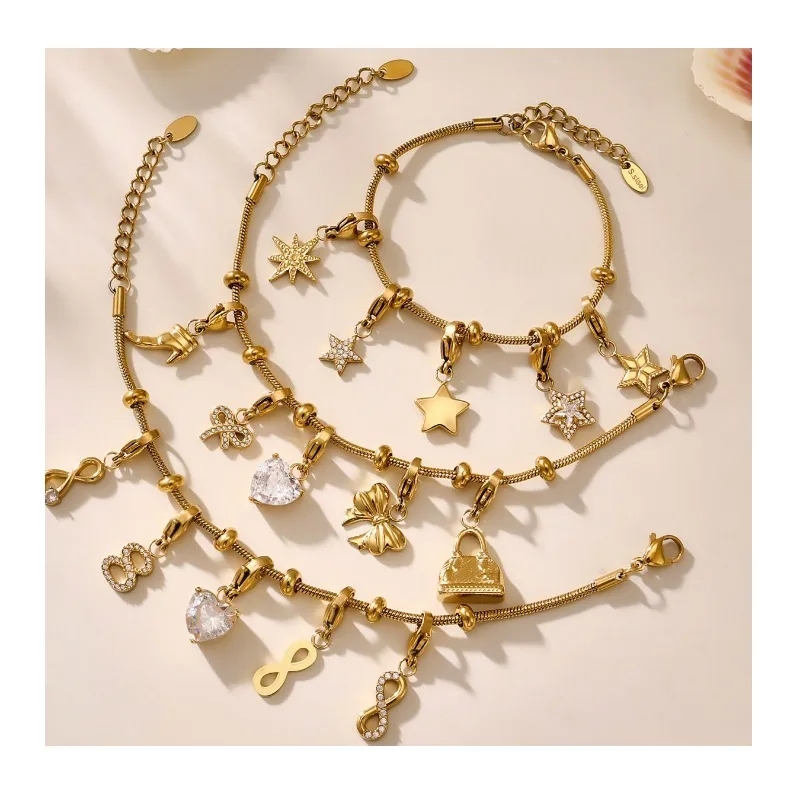 

Seattle Love Zircon Pendant Rope Chain Design Bracelet Multi-accessories Design Stainless Steel Jewelry
