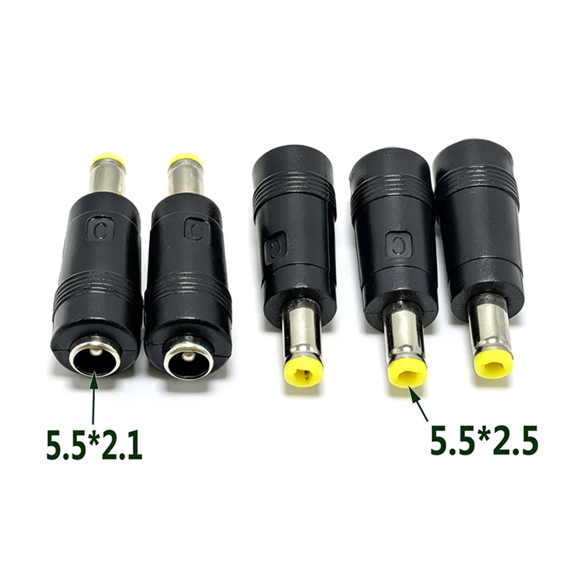5pcs 5.5X2.1 mm Female to 5.5X2.5 mm Male DC Power Connector Adapter for Laptop 5.5*2.1 Female to Male 5.5*2.5