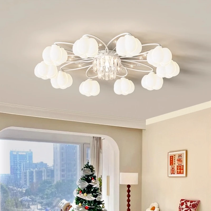 الحديثة كريم نمط متعدد رؤساء زهرة برعم أضواء السقف غرفة المعيشة اليقطين غرفة نوم مطعم مصابيح السقف تركيبات الكريستال #1