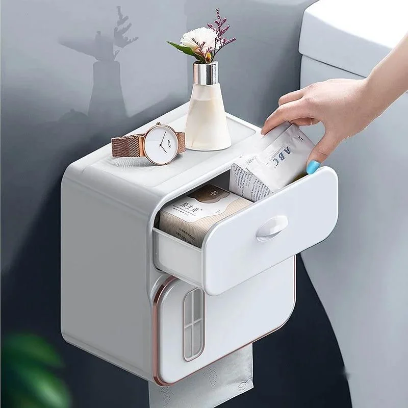 Wall Mounted Perforated Toilet Tissue Box Tissue Holder Waterproof Toilet Tissue Box Toilet Paper Roll Box Tissue Holder