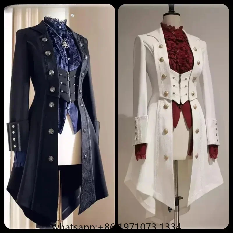 2025 Dark Japanese Retro Long Trench Coat British Style Gothic Handsome Knight Outfit Lolita Sweet Long-sleeved Slimming Jacket