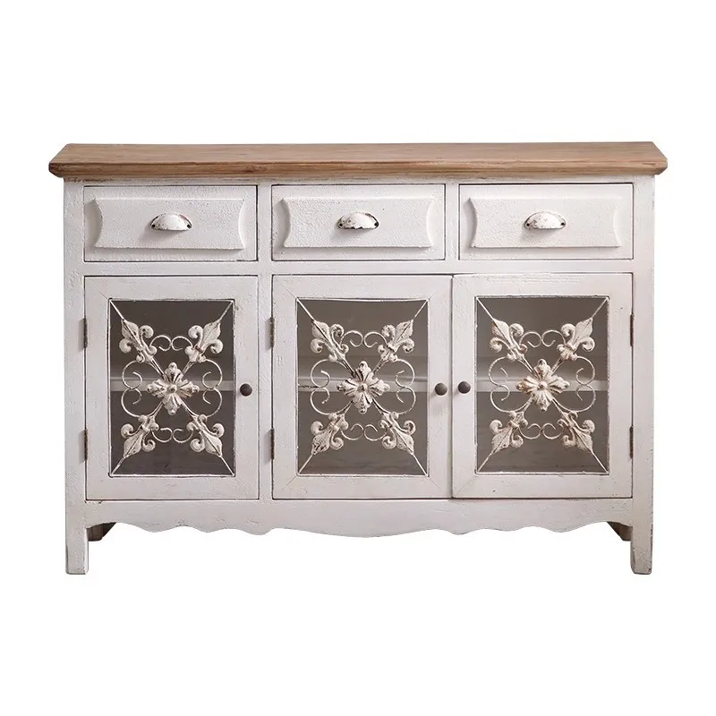 خزانة مدخل مزخرفة قديمة منحوتة لغرفة المعيشة خزانة أحذية منزلية B & B خزانة جانبية لتناول الطعام