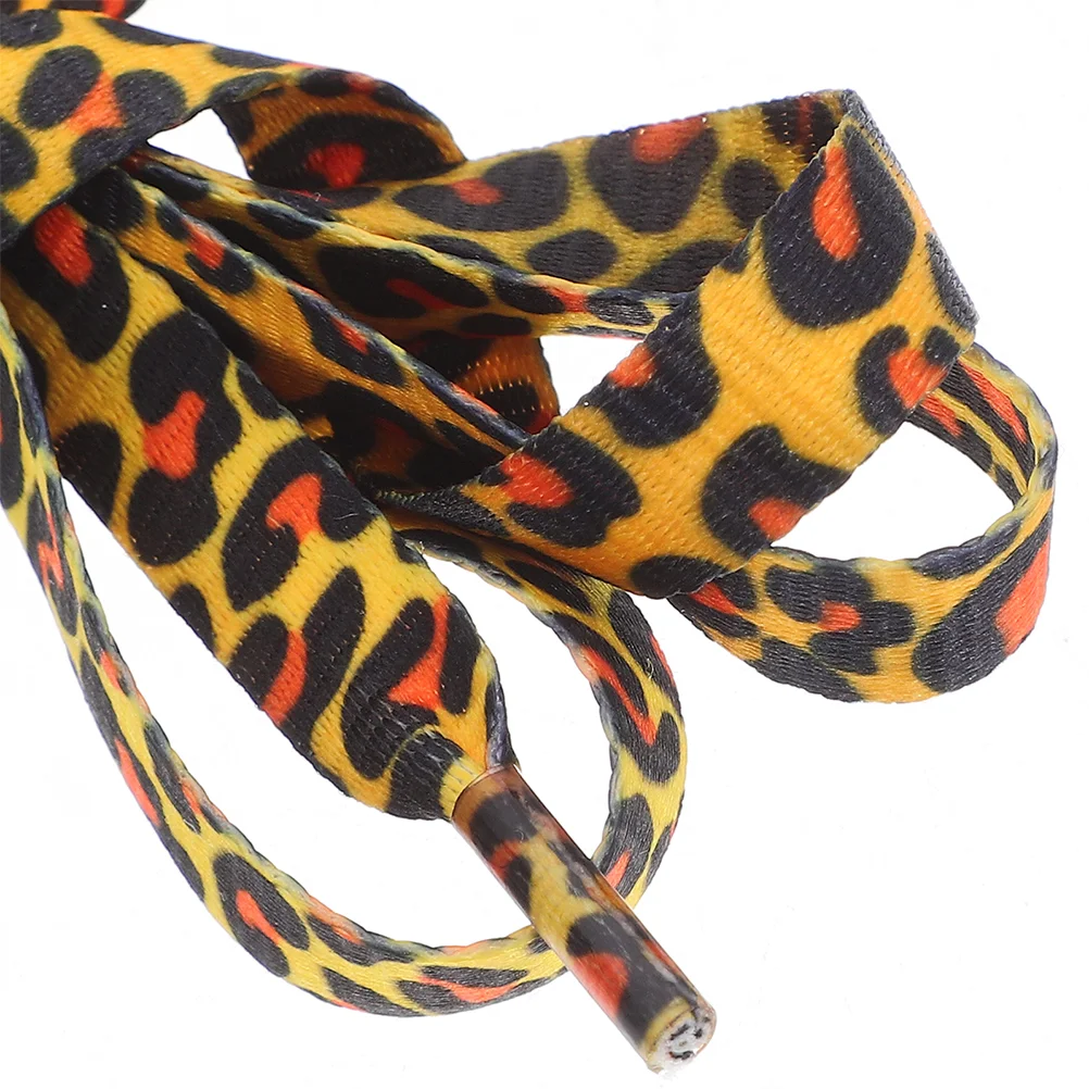 Flat Dot Leopard Print Shoelaces Animal Accessories Kids Elastic Cheetah Printing