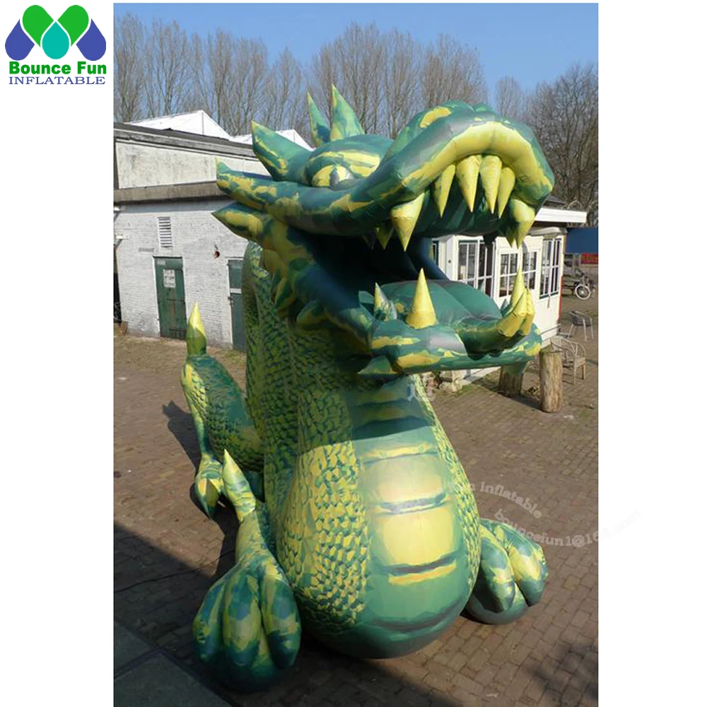 Dragon Gonflable Traditionnel en Bois Vert de 10m, Modèle de Mascotte de Dessin Animé Chinois pour Décoration de Vacances