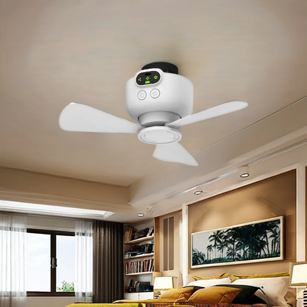 USB Rechargeable Wireless Remote - Small Ceiling Fan with Long Endurance Strong Wind for Outdoor Camping Dorm Room Home Use view 5