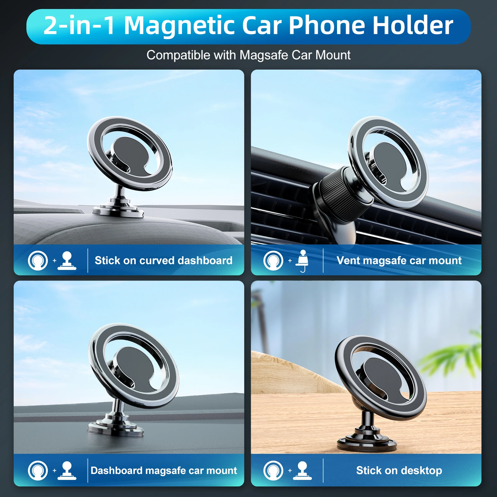 Magnetic Car Mount Compatible with iPhone 14/12/13/Pro/12 Max/12 Mini Magsafe Case Strong Magnet Air Vent Phone Holder Stand