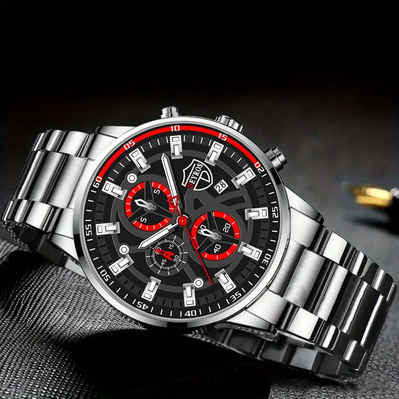 Deyris-メンズステンレススチールクォーツ時計セット,カジュアルファッション,ラグジュアリー,ビジネス,1セットあたり6個