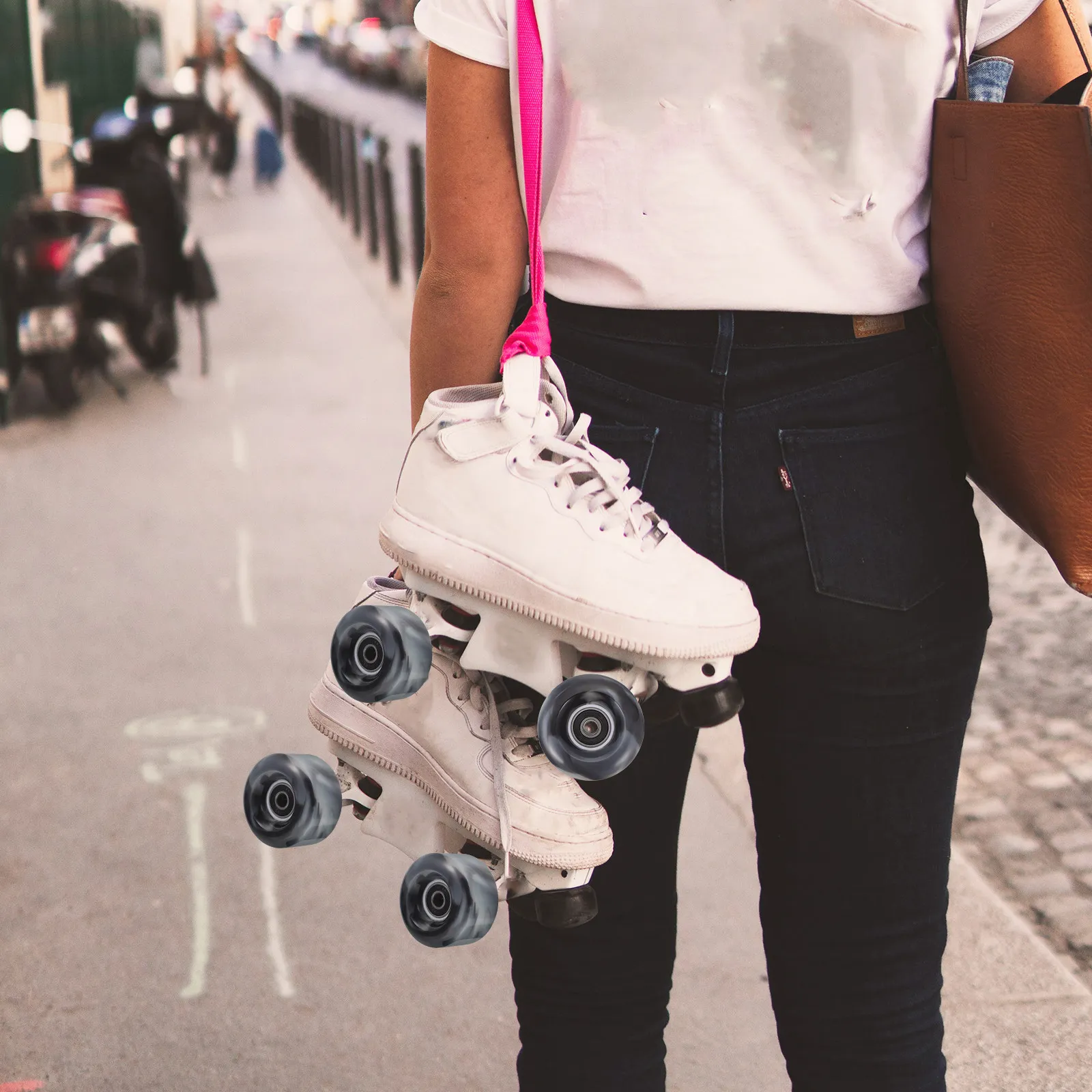 

Комплект из 4 колес для роликовых коньков, разноцветные, из полиуретана, с высоким сцеплением, для уличного катания, сменные колеса, аксессуары