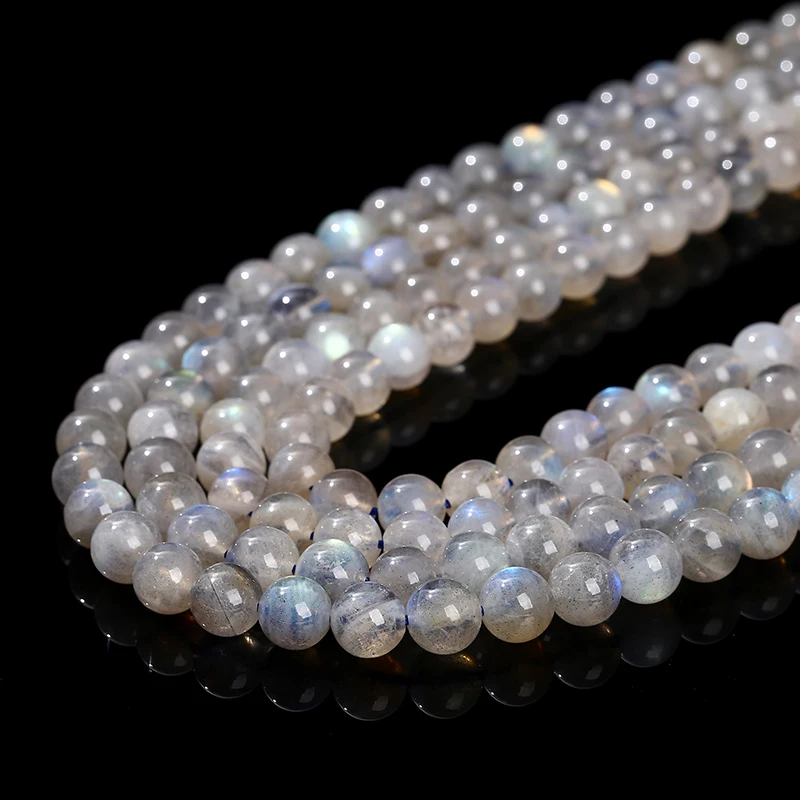 3A Natural Gray Moonstone Irisation Shiny Labradorite Fine Gems 4 6 8 10mm For Jewelry Making Diy Necklace Bracelet Accessory