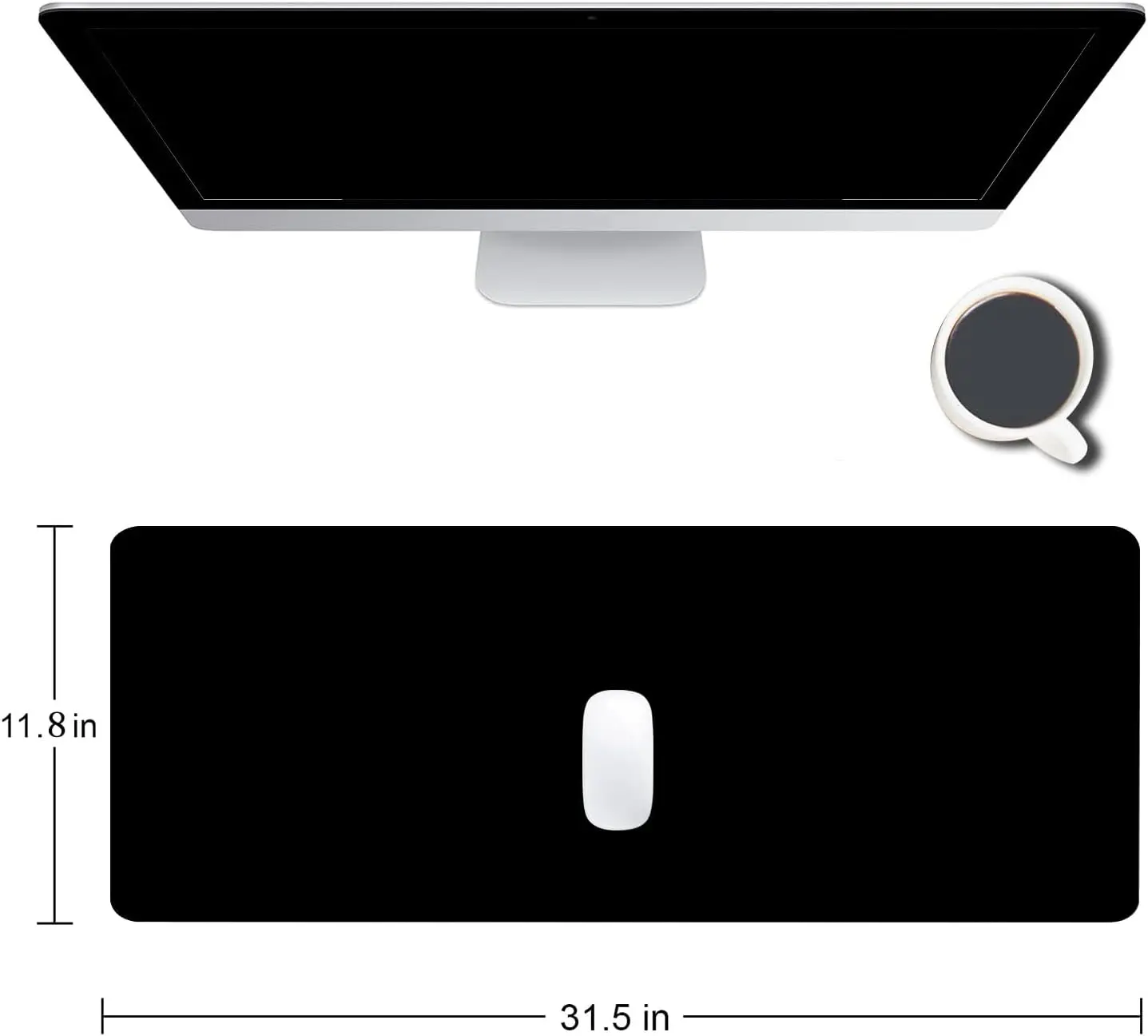 Black Large Gaming Mouse Pad with Stitched Edges, Extended Desk Mat Non-Slip Rubber Base for Laptop Office Home Computer Use