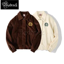 MBBCAR brown corduroy American A-2 aviator jacket vintage Amekaji beige tough guy heavy embroidery thick corduroy coat men 3112