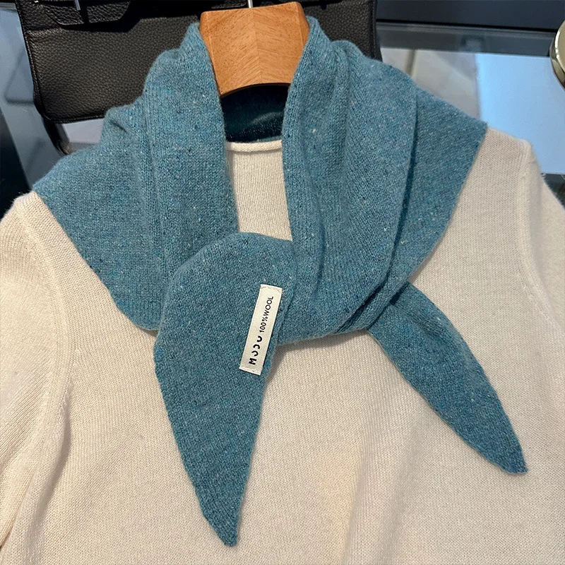 Britse Koreaanse Driehoek Sjaal Niche 100% Wol Driehoekige Sjaal Dames Hoofddoek Gebreide Sjaal Multifunctionele Warme Gebreide Sjaal