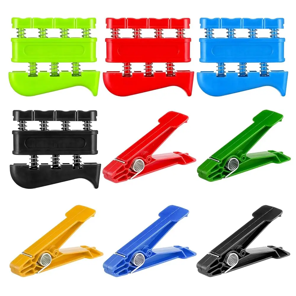 

Набор из 9 тренажеров для пальцев: 5 уровней нагрузки, 4 тренажера для развития силы хвата, тренажер для пальцев, тренажер для рук