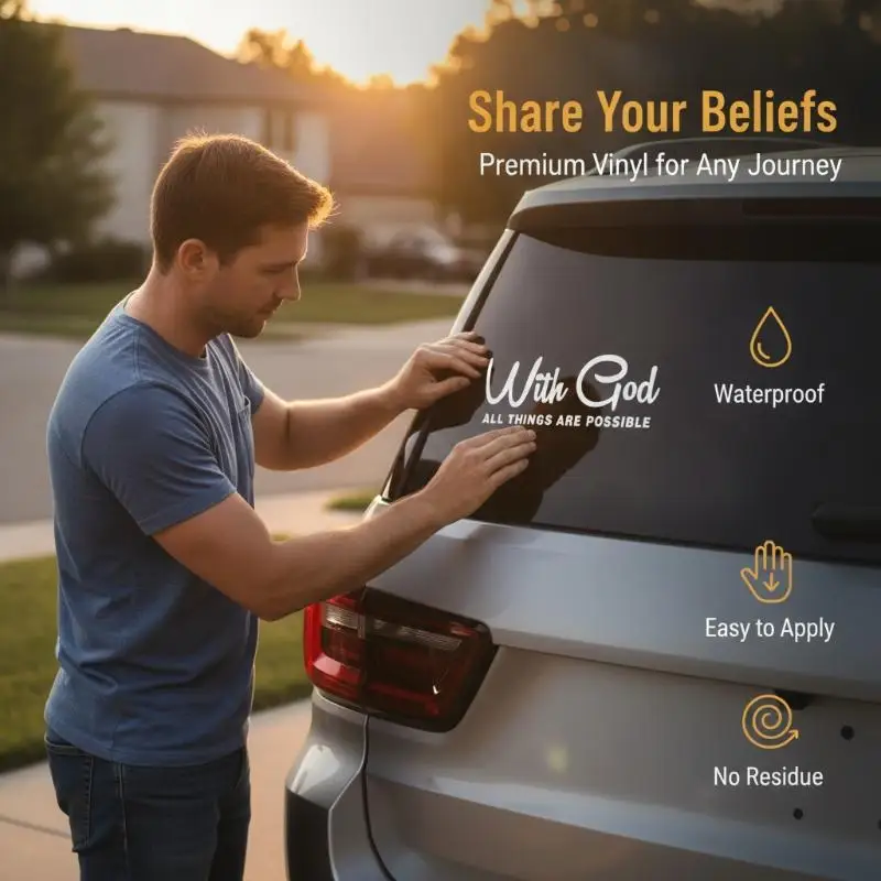 WithGOD ALL THINGS ARE POSSIBLE Car Sticker Car Styling Decal Waterproof Fade Proof For Auto Trucks Laptop Luggage Decoration