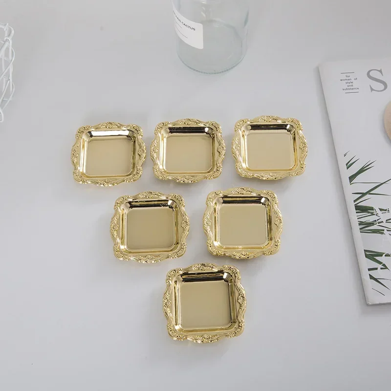 

Mini Gold Storage Tray, Silver Cake, Fruit Plate, Jewelry Display, Plastic Party Sushi, Home Decor, Sauce Dish, 20Pcs