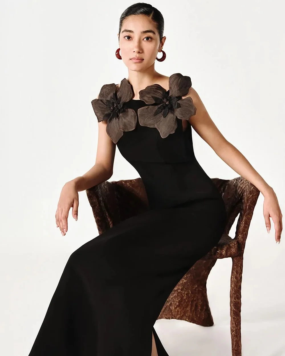 Customized Modern Crew Neck Flowers Beading Evening Dresses Graceful Jersey Sleeveless Pleats Vestido De Festa Vestido De Noche