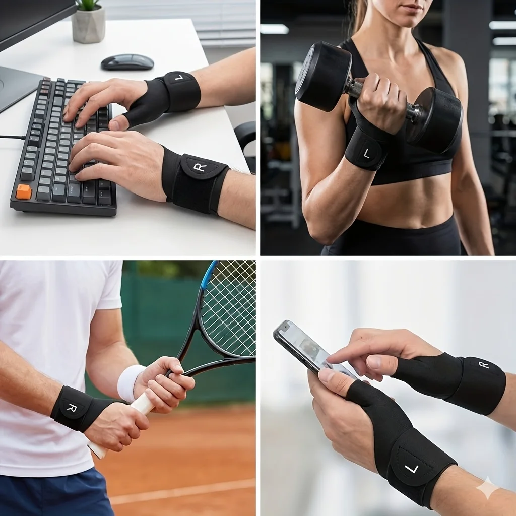 2-Pack Adjustable Breathable Wristband with Thumb Stabilizer - Ergonomic Support for Typing, Repetitive Tasks/Anti-Slip Design image 5