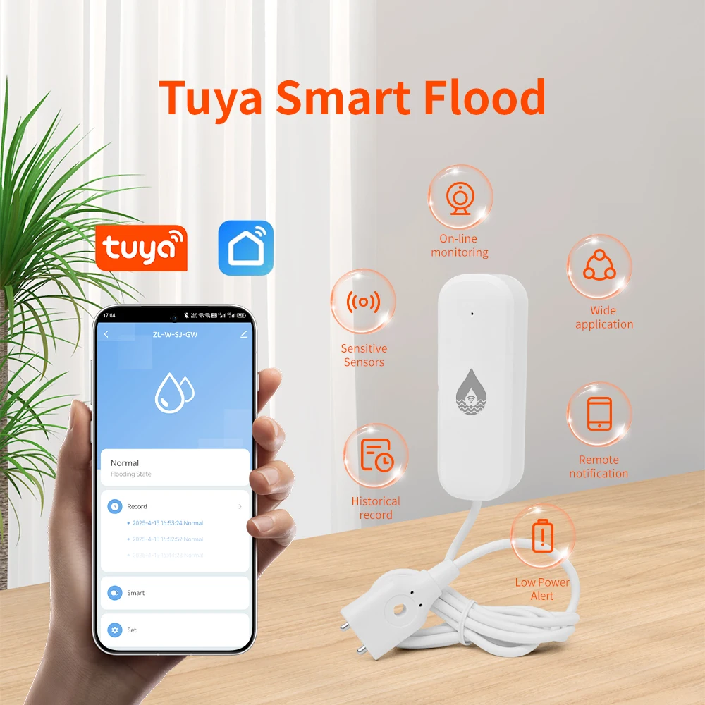 Tuya Zigbee Water Leak Detector WiFi Tuya Accessories Flood Detection Smart Home APP Remote Monitoring Automation Safety Alarm