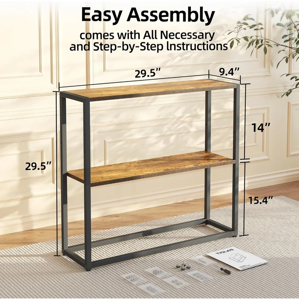Small Entryway Table, 29.5" Narrow Console Table with Shelves, Sofa Table, Couch Side Table, Entry for Hallway, Liv