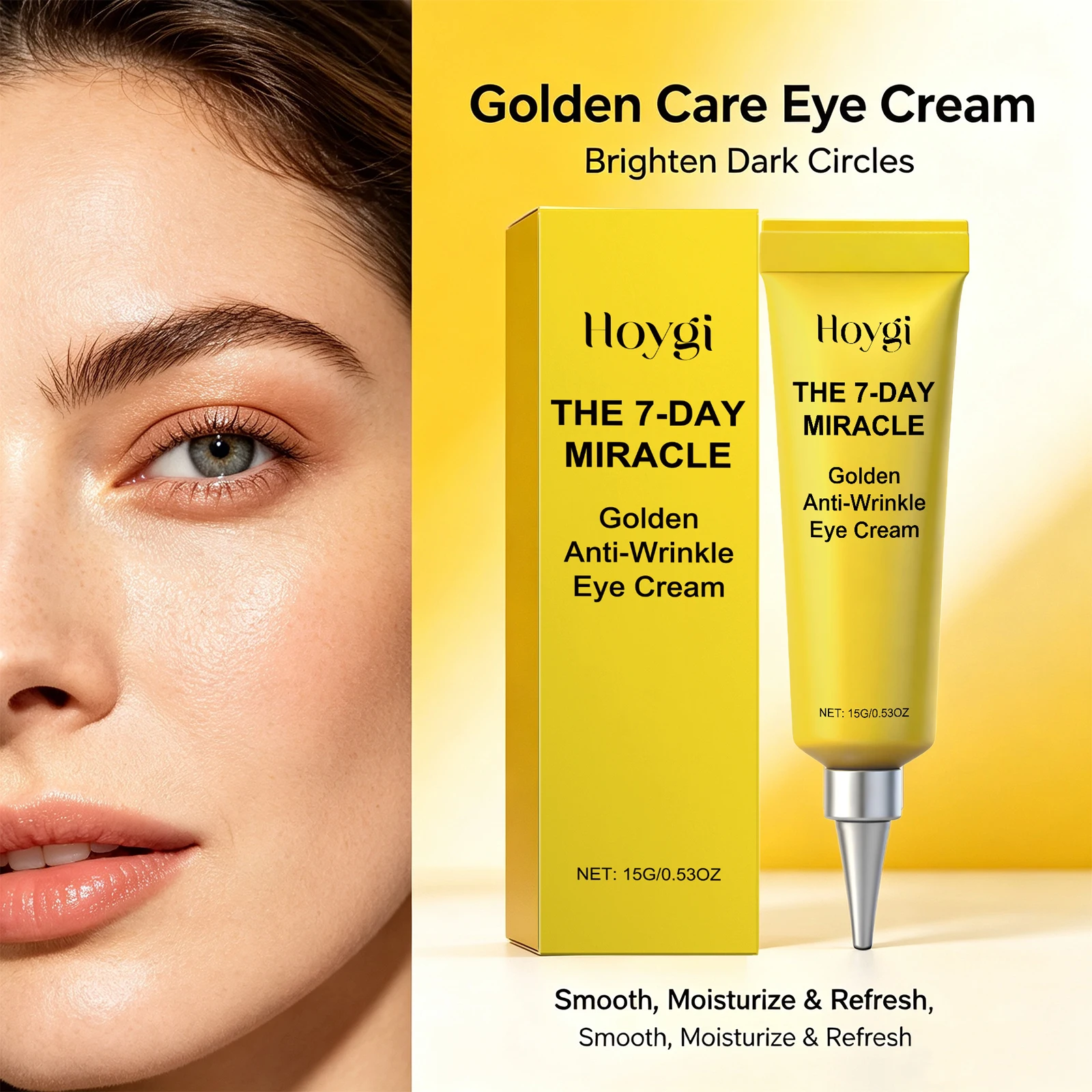 Golden Eye Cream for Puffiness and Dark Circles Reducer Firm Saggy Eye Skin Smooth Fine Lines Deep Moisturizing Under Eye Cream