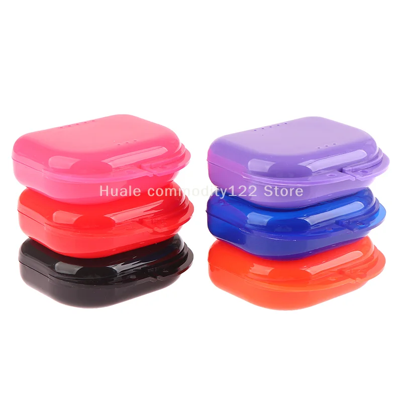 1pcs Portable Denture Case With Holes Dental Retainer Storage Box Orthodontic Mouth Guard Container Plastic Oral Hygiene Tray