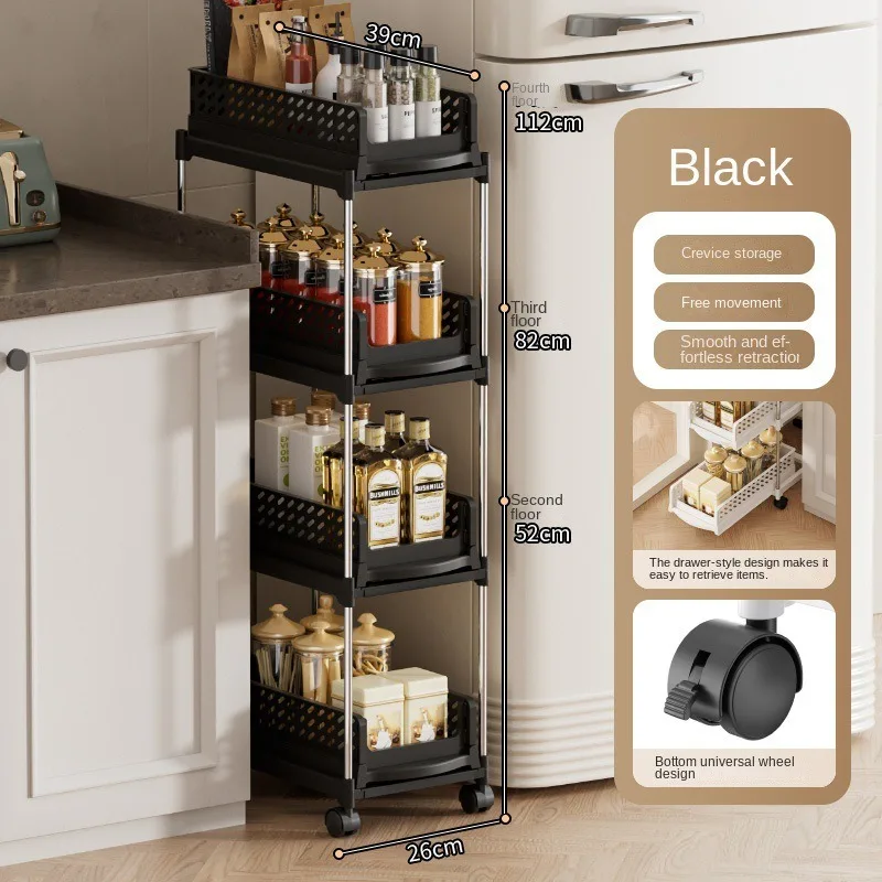 Pull Out Rolling Under Sink Rack Multi-layer Kitchen Gap Storage Organizer