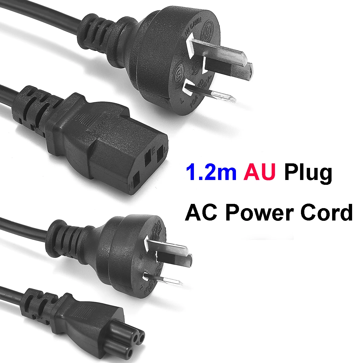 호주 AC 전원 익스텐션 코드, HP Asus Dell 노트북 TV PC 컴퓨터 AC 어댑터용, IEC C5 C13 전원 공급 케이블, 1.2m 100W