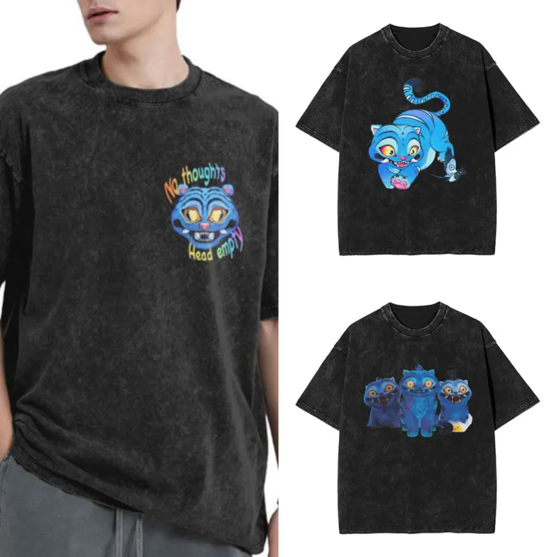 

KPOP Cat Tops&Tees Girls Summer Korean Harajuku Y2K Girl Group Peripheral Printed Casual Sports Top Loose O-neck Top Tee New