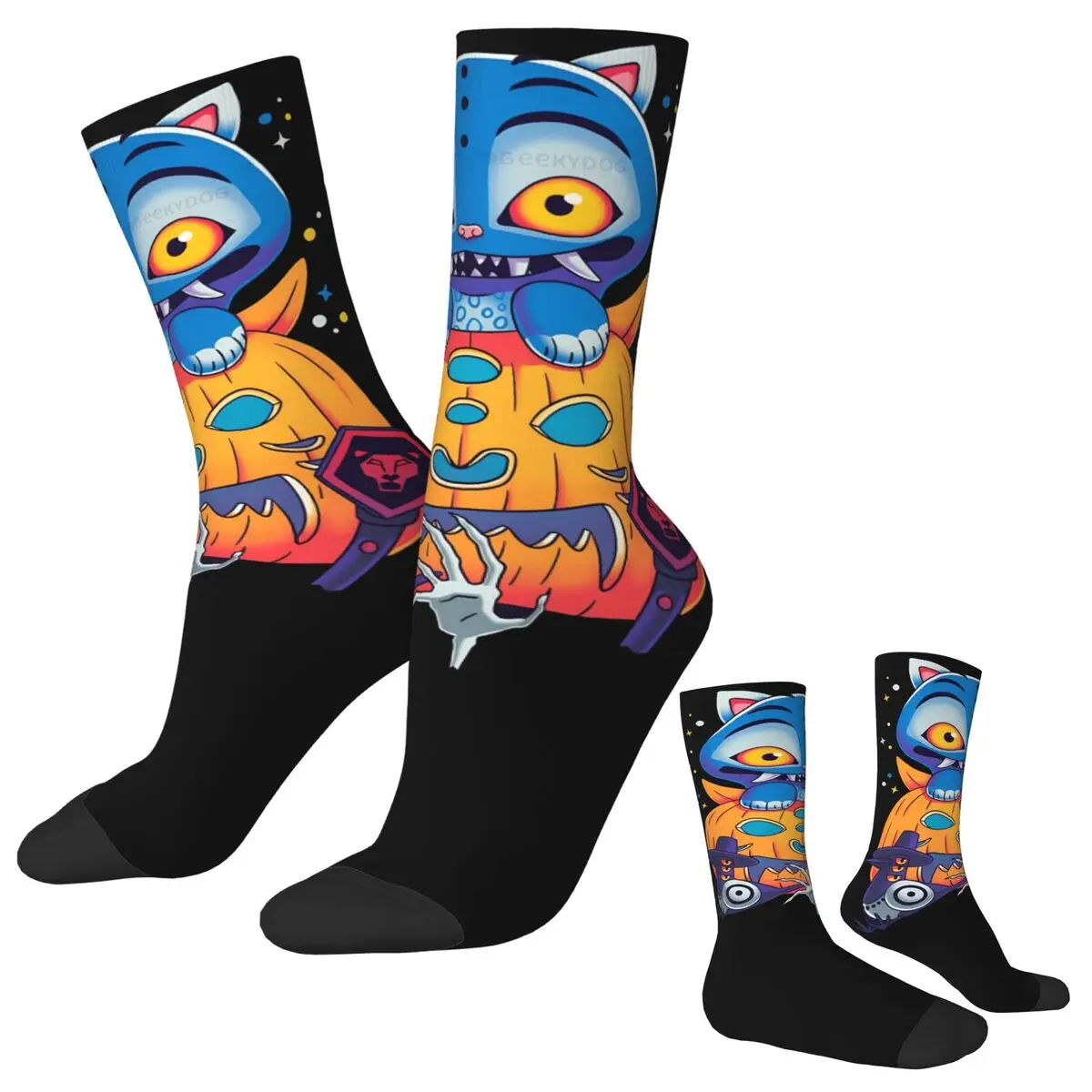 

Derpy Tiger Halloween Socks Funny Stockings Autumn Anti-Slip Unisex Men Socks Soft Graphic Skateboard Socks