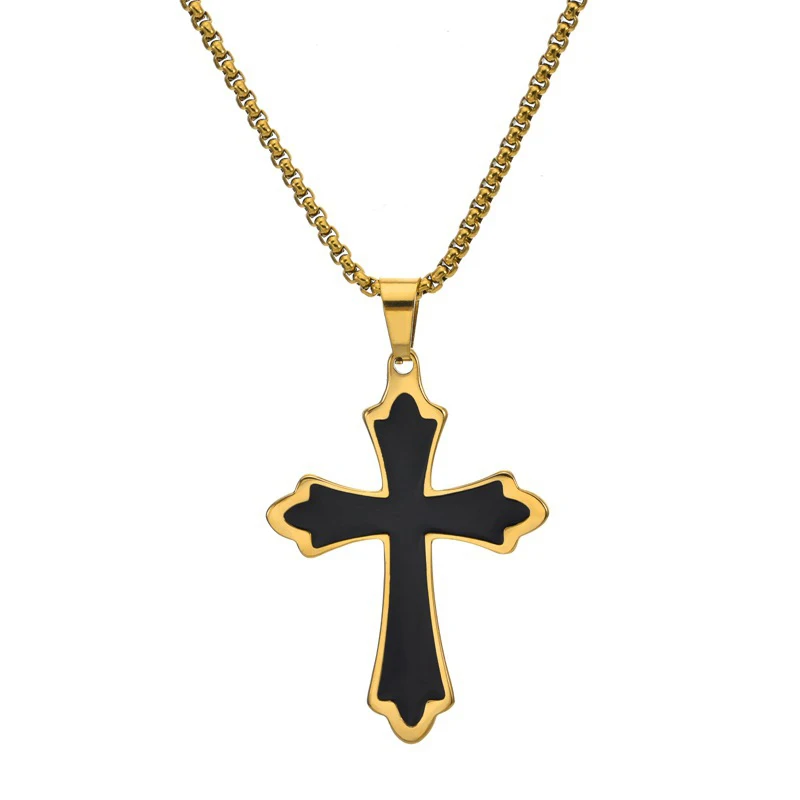 1Pc Stainless Steel Jesus Cross Pendant Necklace Personality Men Women Religious Belief Amulet Charms Hip Hop Jewelry DIY Gifts
