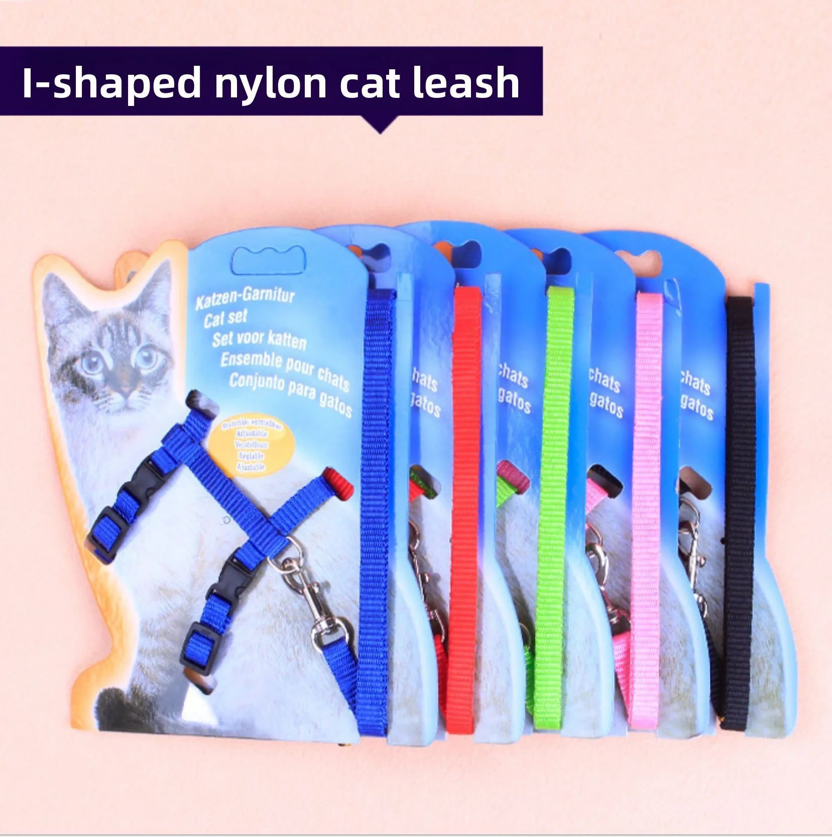 Kitten Cat Harness Leash Set Walking Escape Proof Adjustable Nylon Halter Collar Harness for Cats Puppy Rabbit Pet Accessories