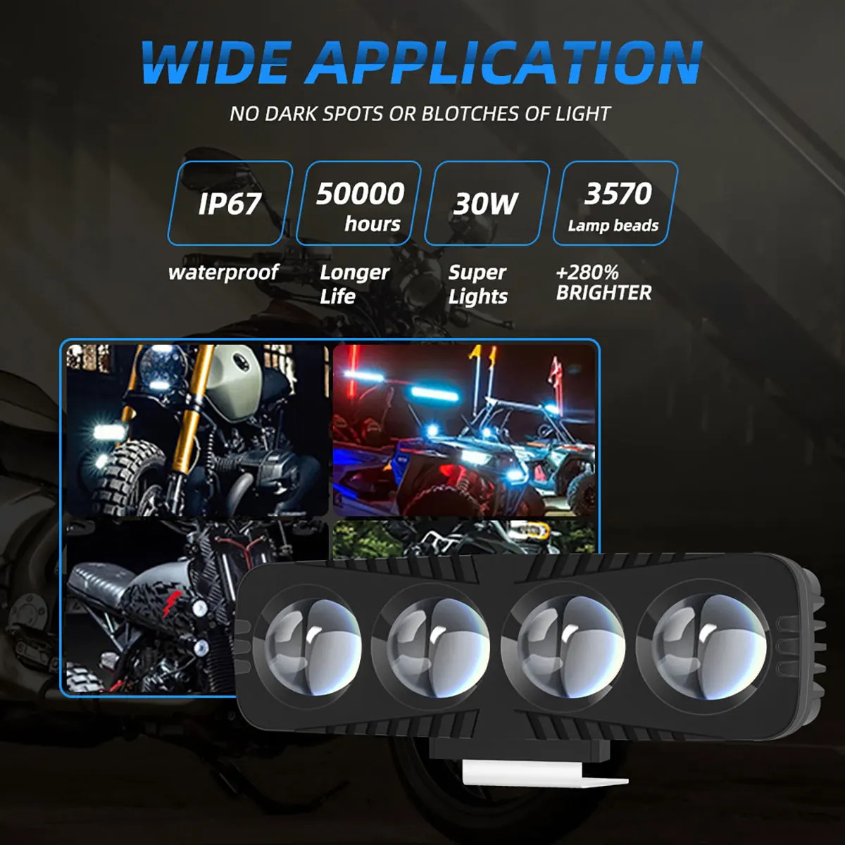 Motorcycle Headlight Additional Spotlights Dual Color 4 Lens Led Motorbike LED Fog Lamp Scooter SUV ATV Motorcycle Running Lamp