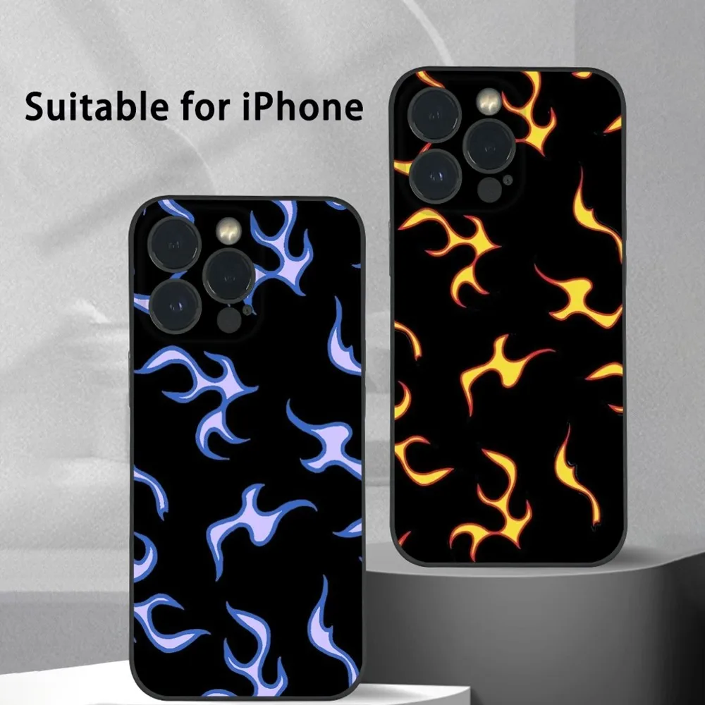 

Fracture Magmatic Flame Phone Case For iPhone 15 14 13 12 11 Pro Xs Max Mini XR X 7 8 Plus Black Frosted Soft Shell Funda