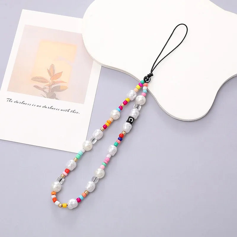 Cute Crystal Bow Mobile Phone Lanyard DIY Handmade Beads Phone Strap Chain Pendant Earphone Case Hanging Rope Cellphone Pendant