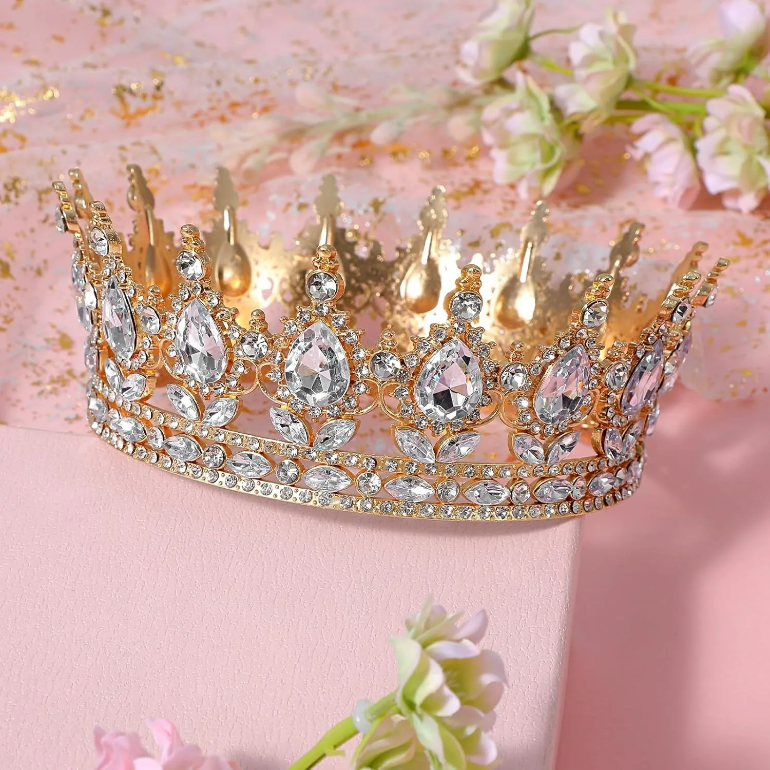 Luxuriöse Diamant-Kristall-Brautkrone für Geburtstag und Hochzeit, Exquisite Elegante Damen-Dekorationskrone, Kopfschmuck, Tortendekoration – Detail 26