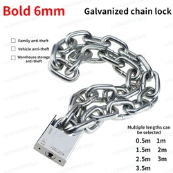 Bicycle Chain Lock Bold and Lengthened Galvanized Iron Chain Bar Anti-smash Anti-shear Anti-theft Car Lock Motorcycle Lock