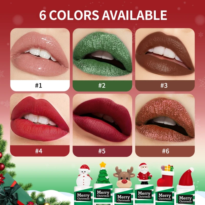 Christmas Gift Lip Balm Shiny Moisturizing Softening Dead Skin Cute Doll Elk Deer Santa Claus Green Fine Shining Matte Lip Gloss