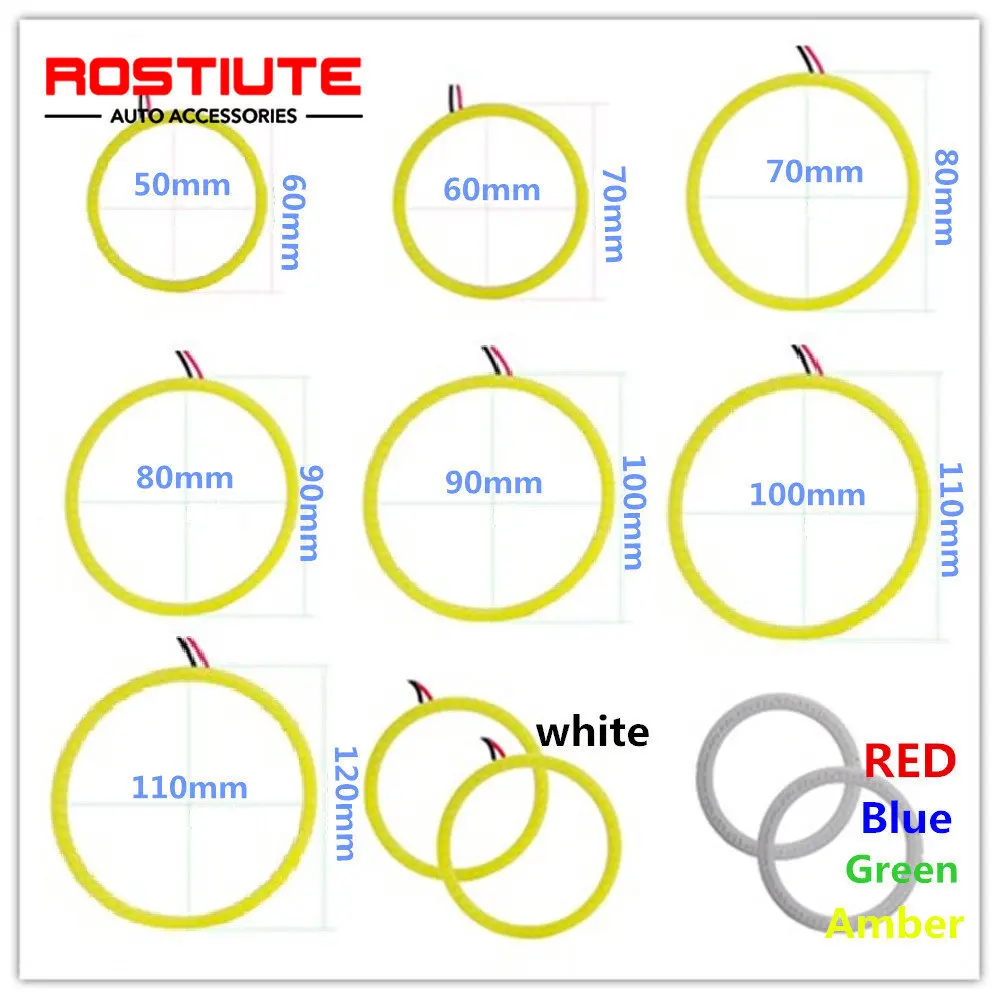 2PC Car Led Halo Ring Angel Eyes for Automotive Motorcycle Circular Led Light Ring DRL Daytime Running Headlight 60mm 70mm 80mm