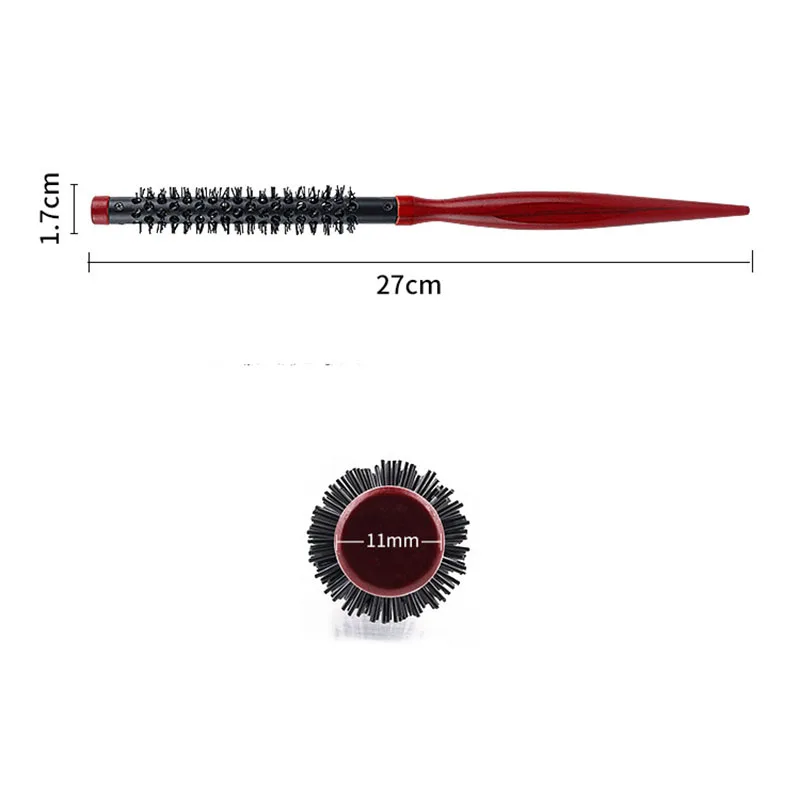 Wooden Hair Roller Comb Mini Round Wood Brush Roller Quiff Hairdressing Combs Fluffy Hairdressing Comb for Hair Bangs Curling