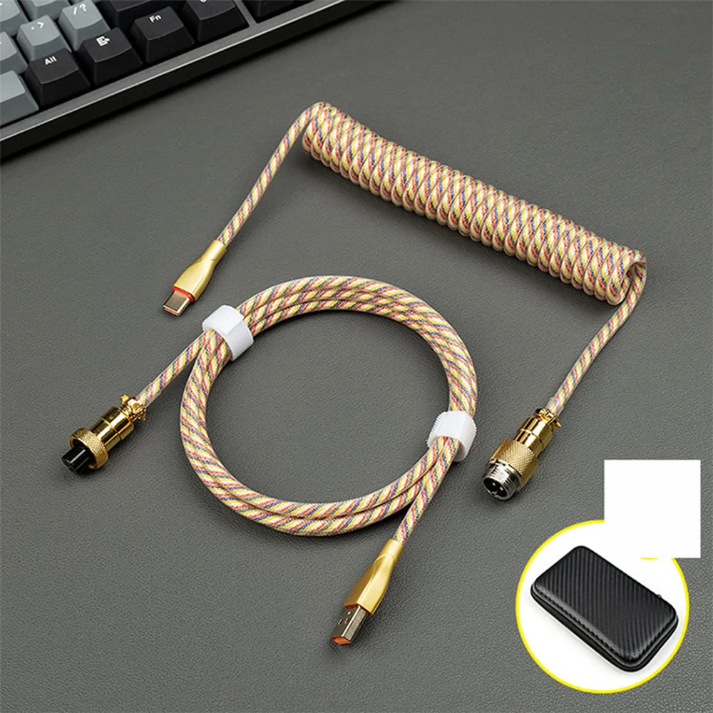USB الربيع كابل ثقب دائري التوصيل النحاس الأساسية لعبة توصيل كابل نوع-C واجهة كابل لوحة المفاتيح الميكانيكية