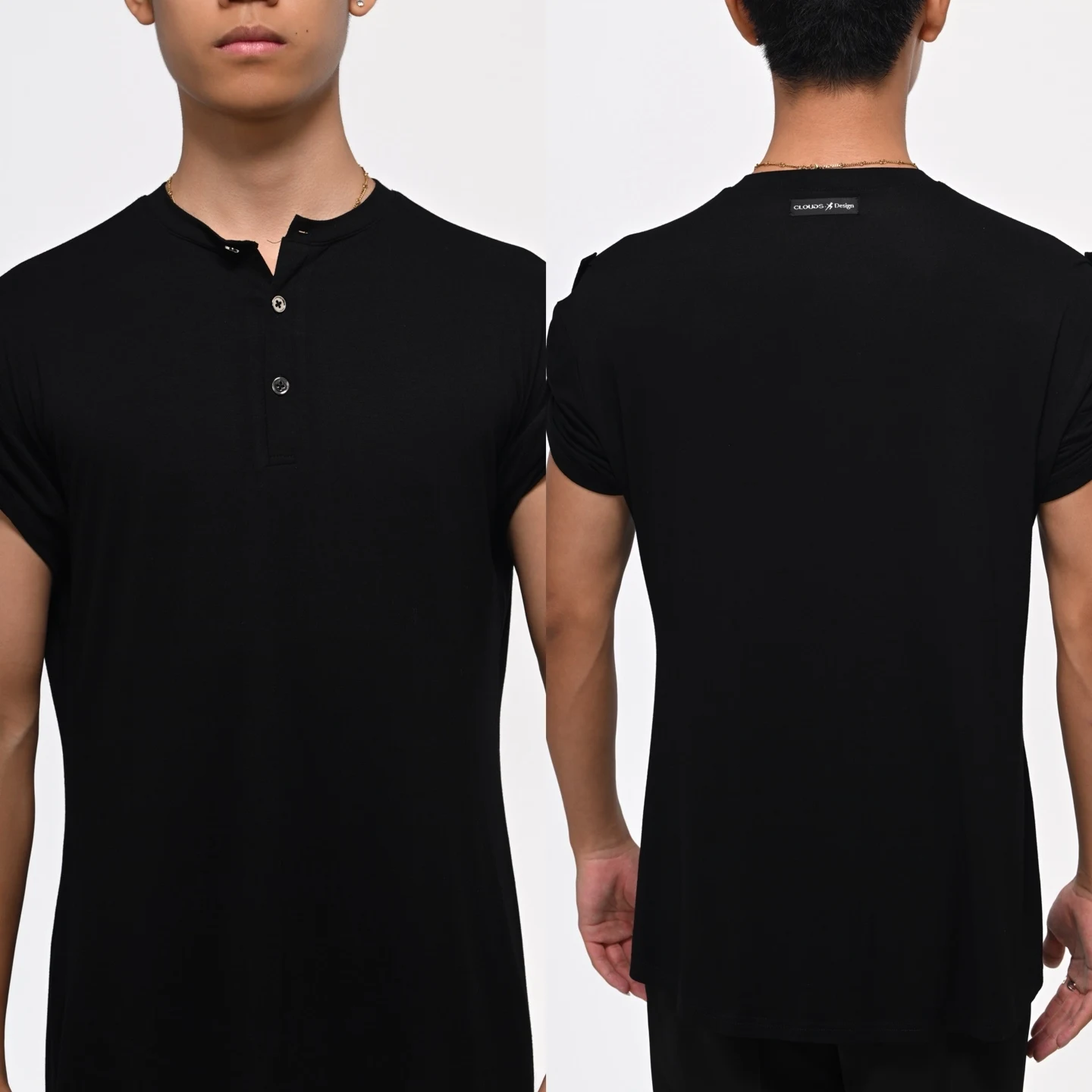 Top da ballo latino da uomo maniche corte piccolo scollo a V maglietta nera Rumba Cha Cha abbigliamento da allenamento top per pratica professionale BL16955