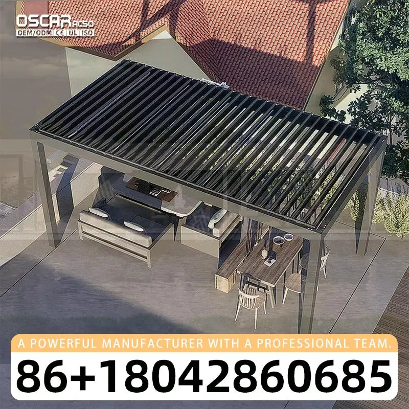 Patio Waterproof Hardtop Outdoor Aluminium Louvered Roof System for Garden and Patio Usage  pergola