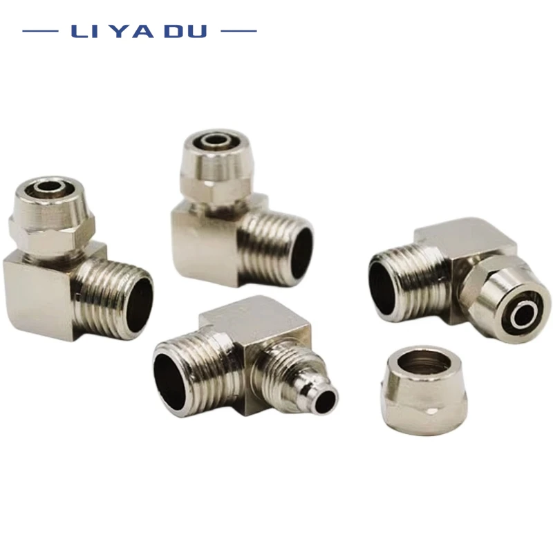 PL OD4 6 8 10 12mm accesorios neumáticos de cobre rosca macho 1/8 1/4 3/8 1/2 conector de tornillo rápido de tráquea junta de giro rápido