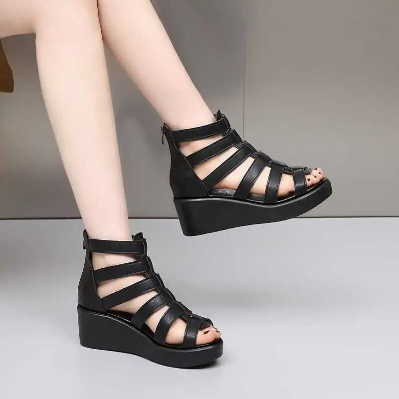 Low Sandals Woman Leather Velvet Shoes Suit Female Beige Low-heeled Fashion Suede Comfort Black Solid Rubber Back Strap Flock Fa