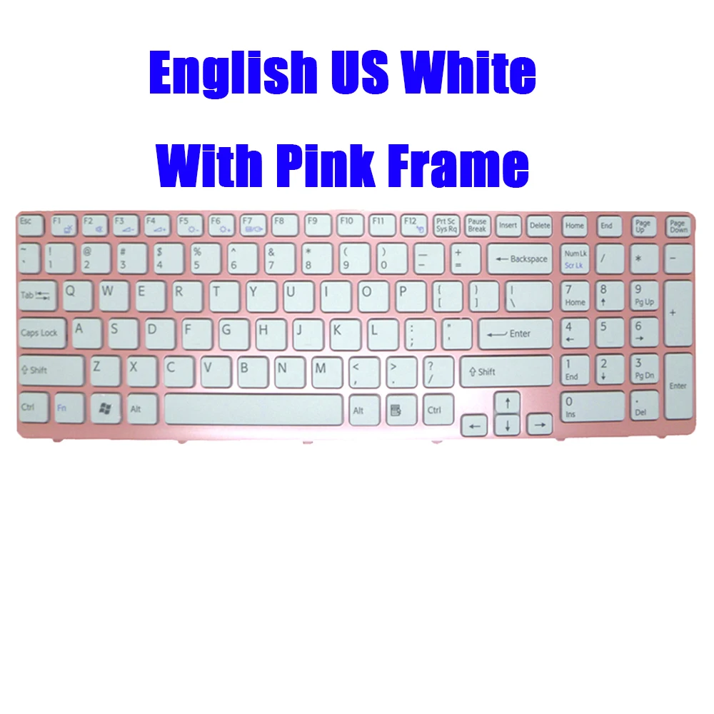 Laptop Keyboard For SONY SVE15 MP-11K73US-920W English US Black White  New